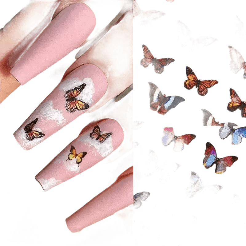 Blue Butterfly Self-Adhesive Nail Stickers Colorful 3D