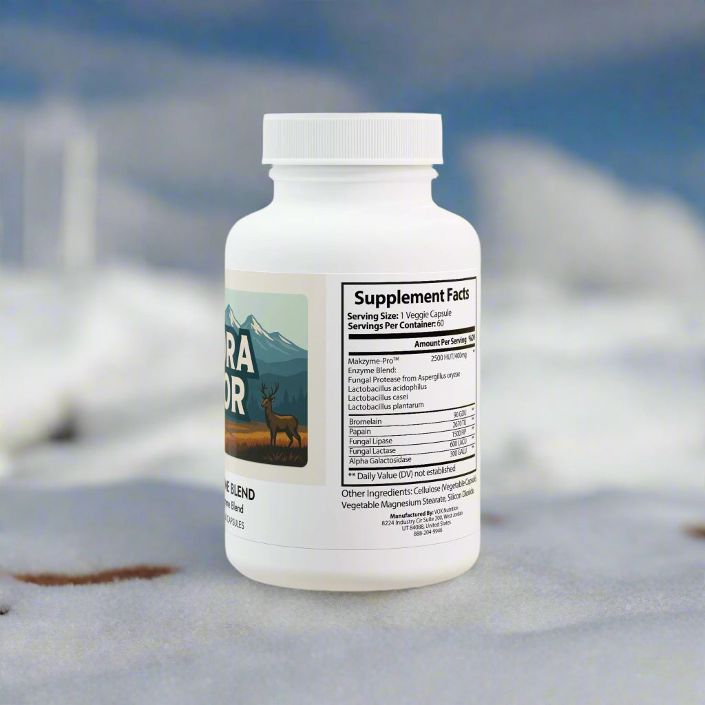 Supplement bottle with label on a white background