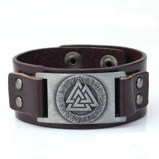Vikings Valknut Leather Arm Cuff