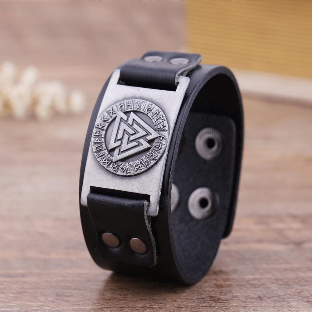 Vikings Valknut Leather Arm Cuff