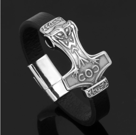 Vikings Mjolnir Leather Bracelet