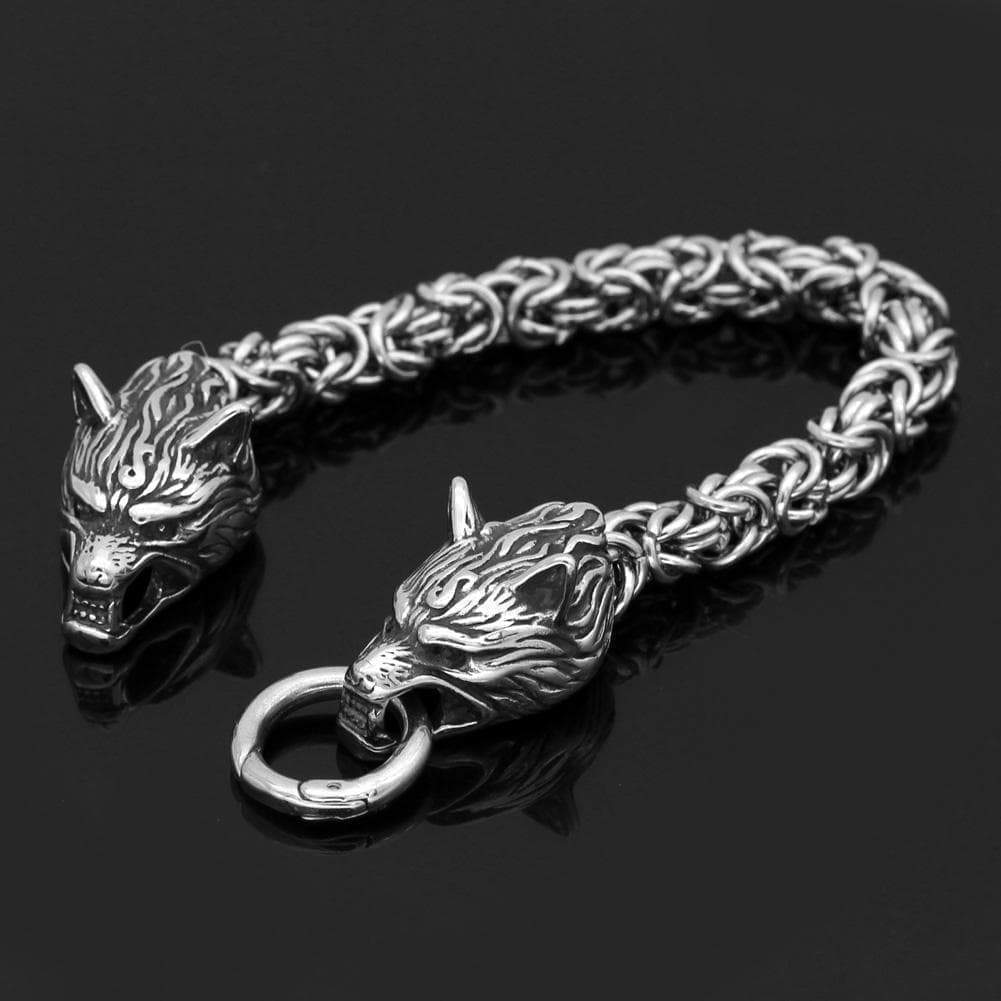 Vikings Wolf Head King's Chain Stainless Steel Bracelet