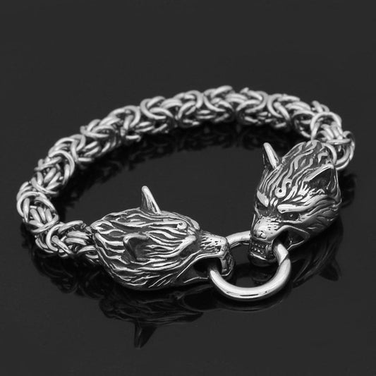 Vikings Wolf Head King's Chain Stainless Steel Bracelet