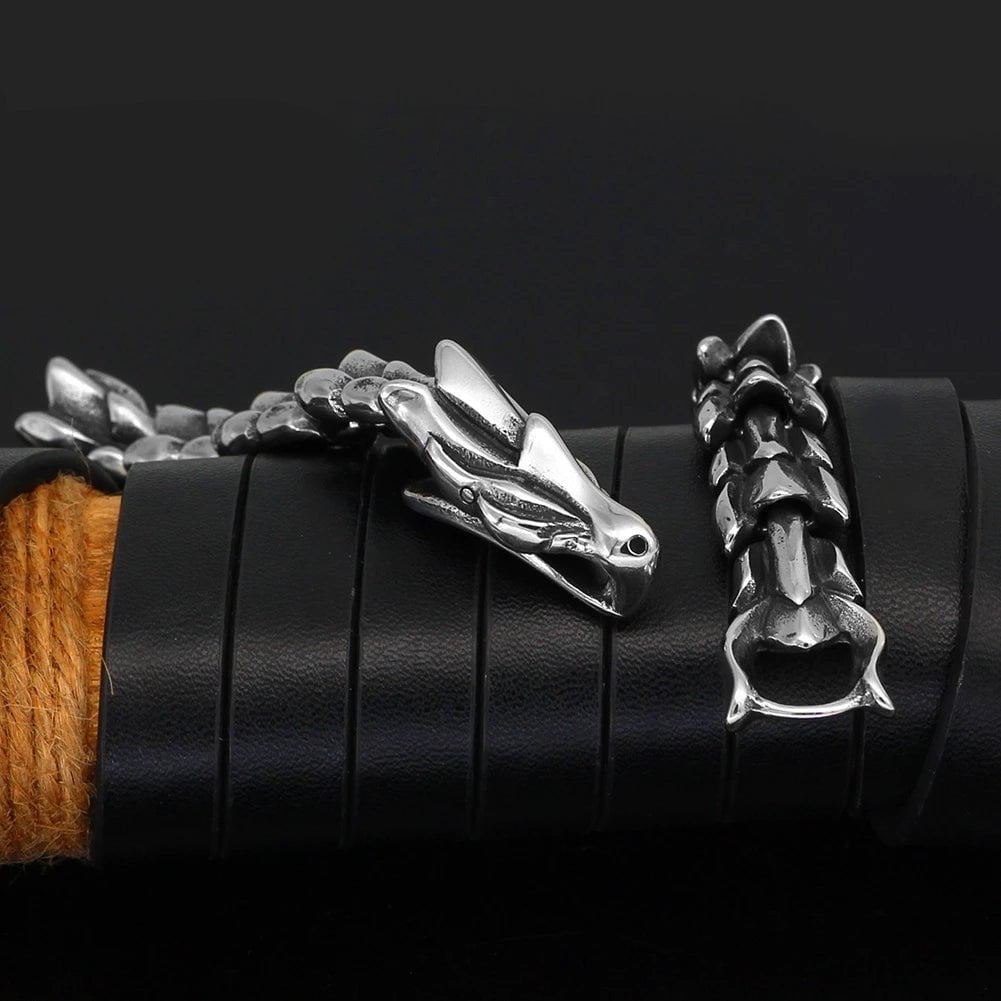 Vikings Dragon Head Stainless Steel Bracelet
