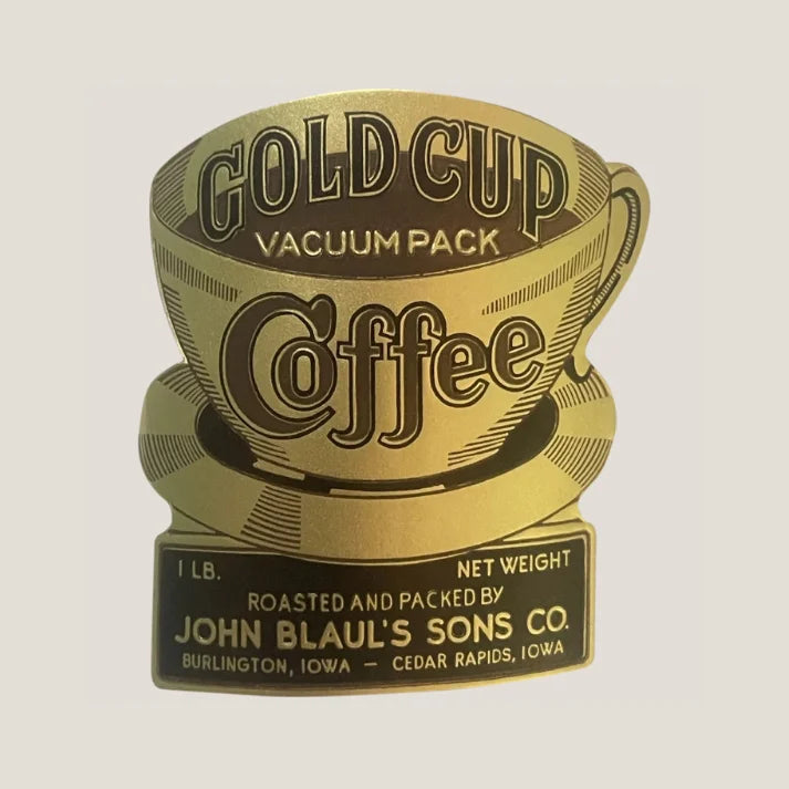 Breathtaking Antique 1910s Gold Cup Label from Iowa