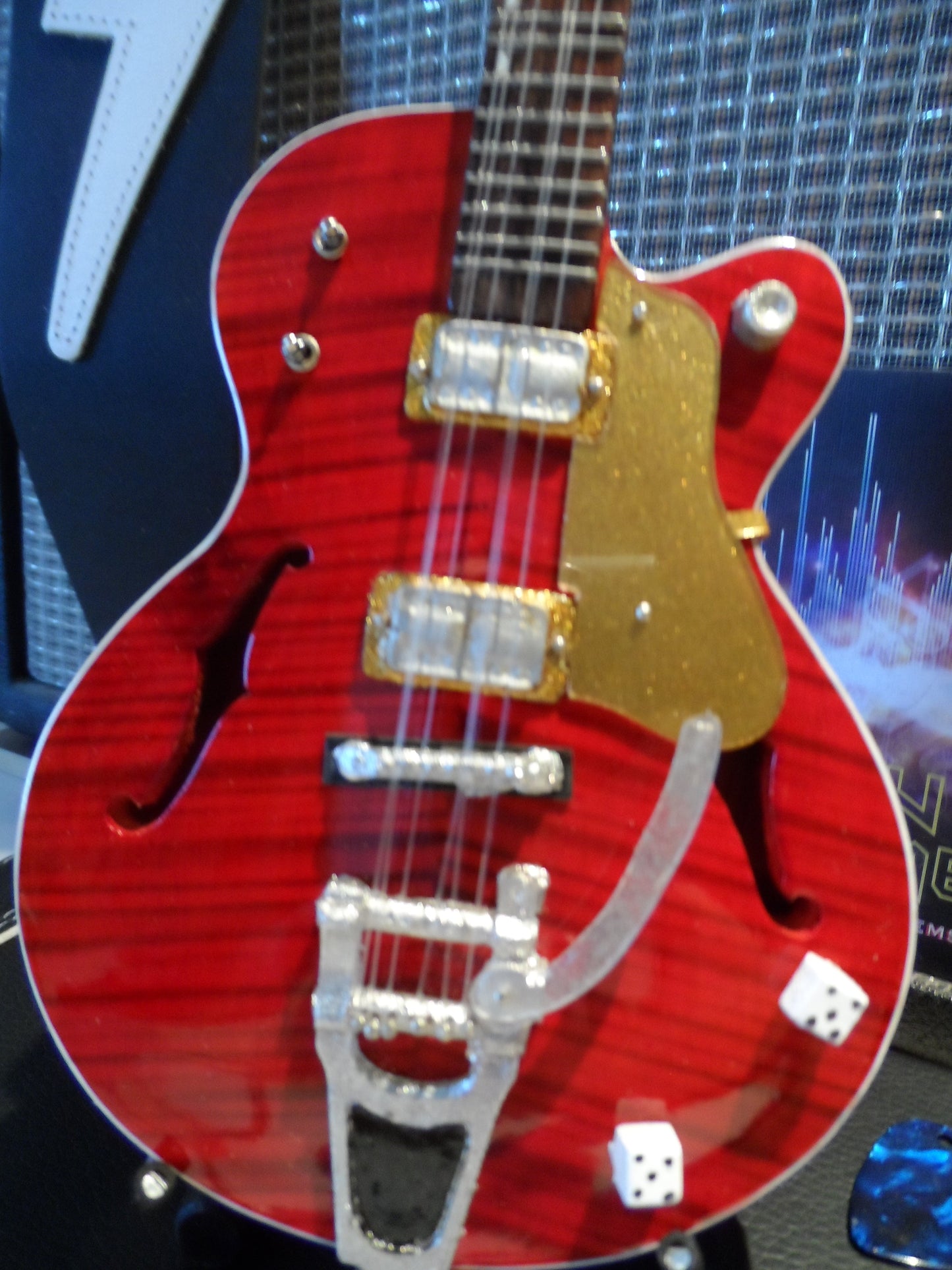 BRIAN SETZER- Dice Hollow Body Gretsch 1:4 Scale Replica Guitar ~Axe Heaven~