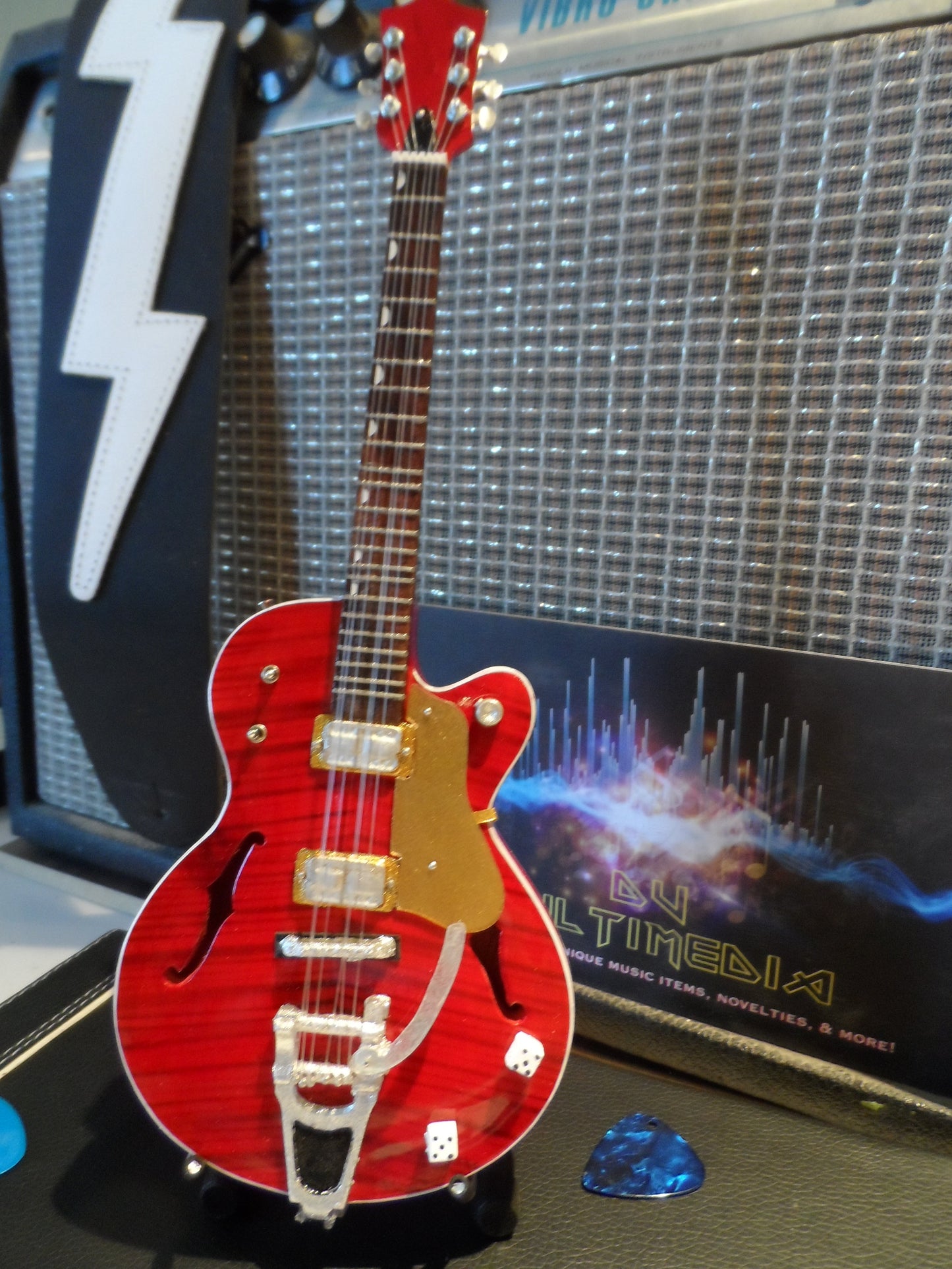 BRIAN SETZER- Dice Hollow Body Gretsch 1:4 Scale Replica Guitar ~Axe Heaven~