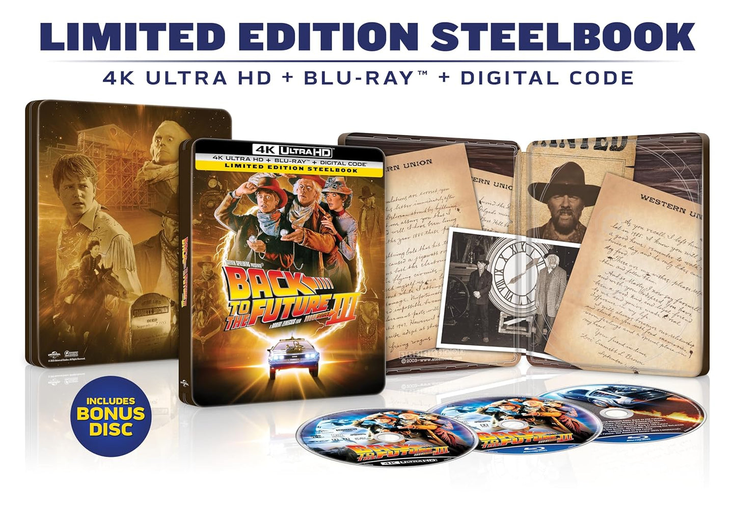 Back to the Future Part III - Limited Edition 40th Anniversary Steelbook (4K Ultra HD + Blu-ray + Digital)