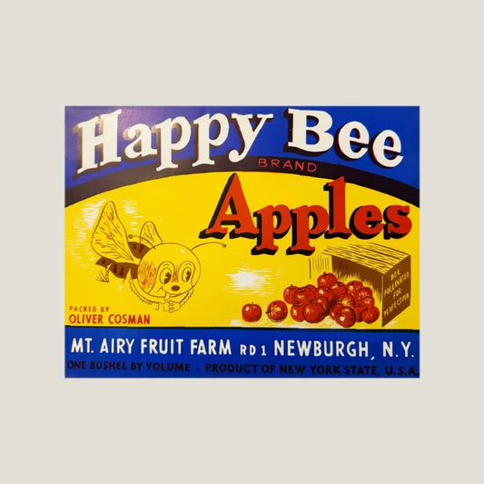 Buzzing with Nostalgia Happy Bee Vintage Apple Crate Label