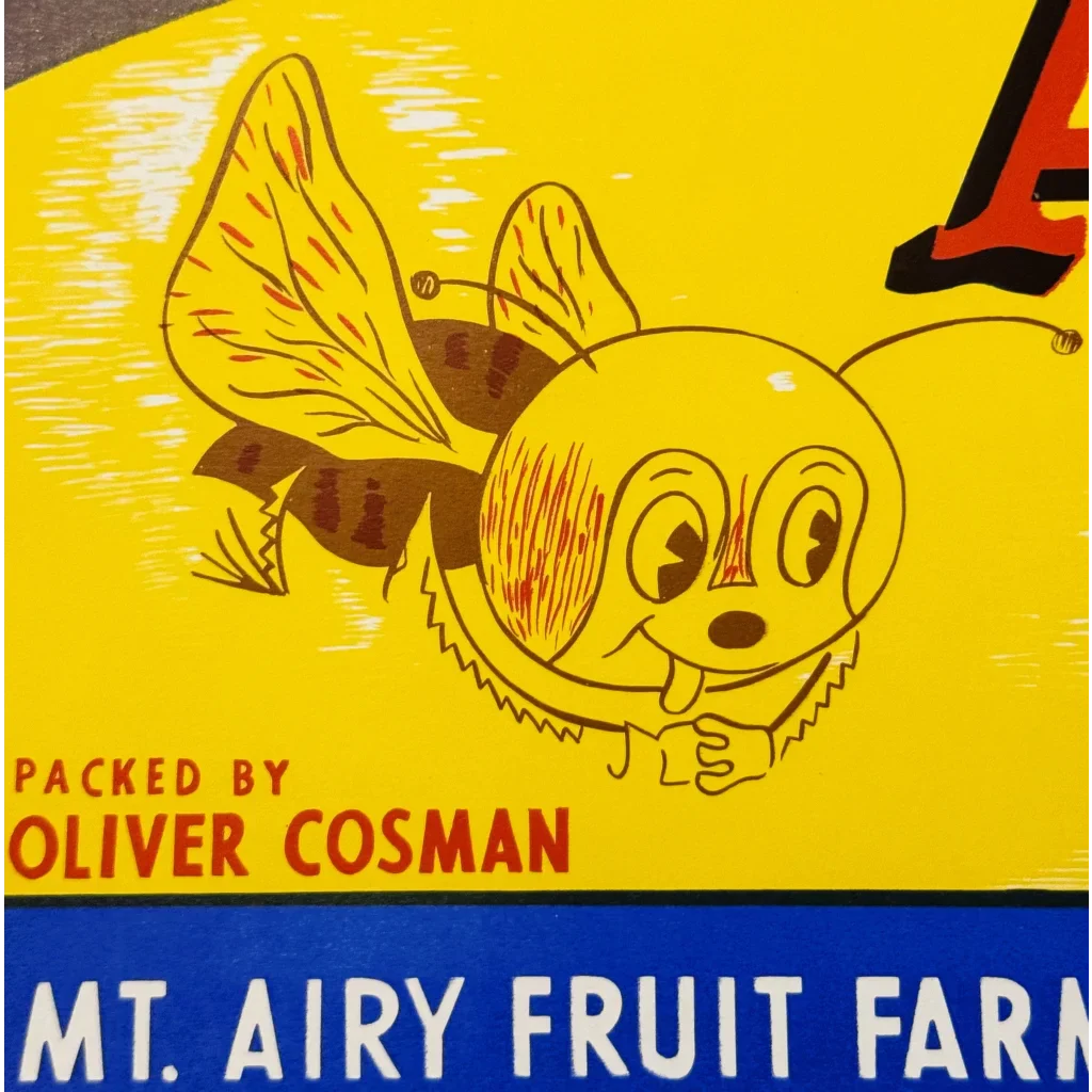 Buzzing with Nostalgia Happy Bee Vintage Apple Crate Label