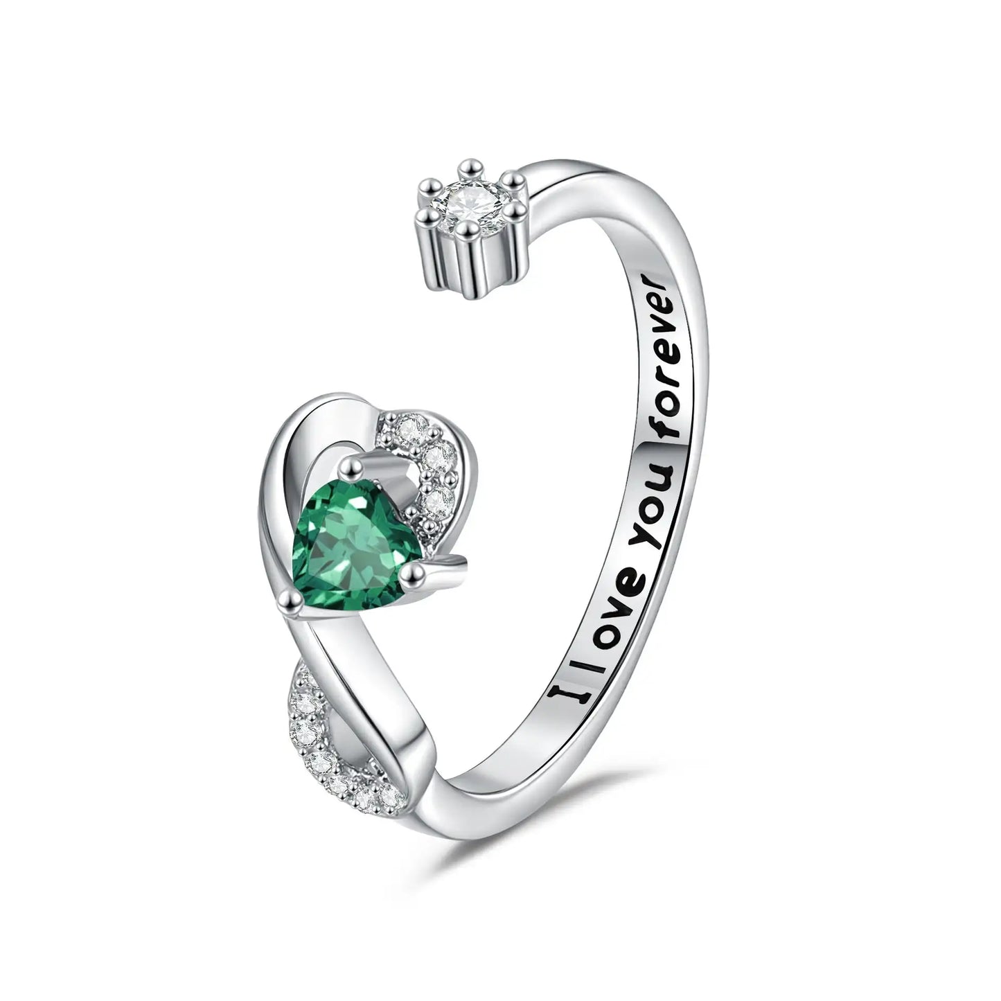 Heart-shaped Birthstone Women's Ring Fashion