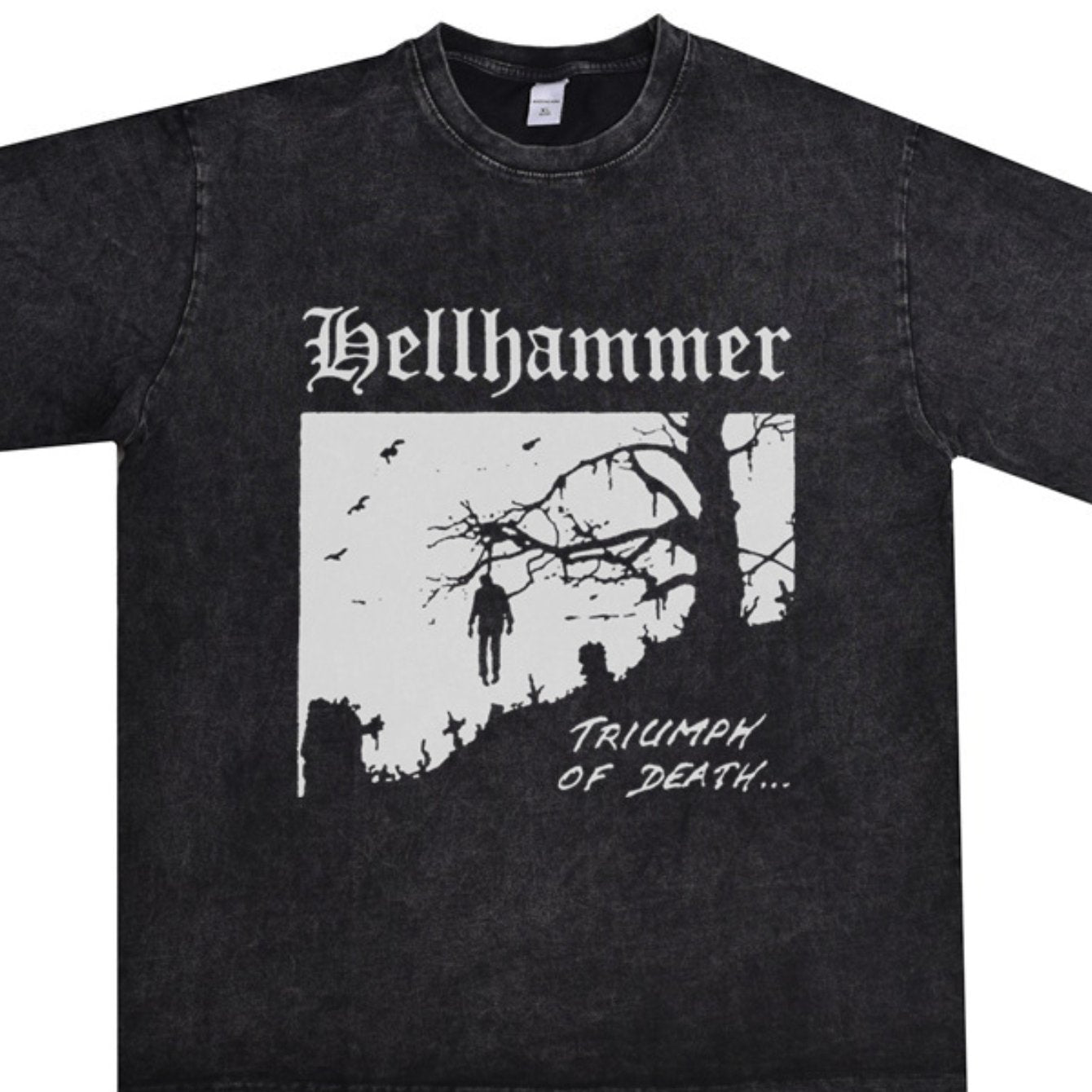 EWHTorrent Speed Metal Rock HELLHAMMER Hellhammer Band Washed Old T-Shirt Short Sleeve LooseDG004 - Premium  from Lizard Vigilante - Just $30.99! Shop now at Lizard Vigilante