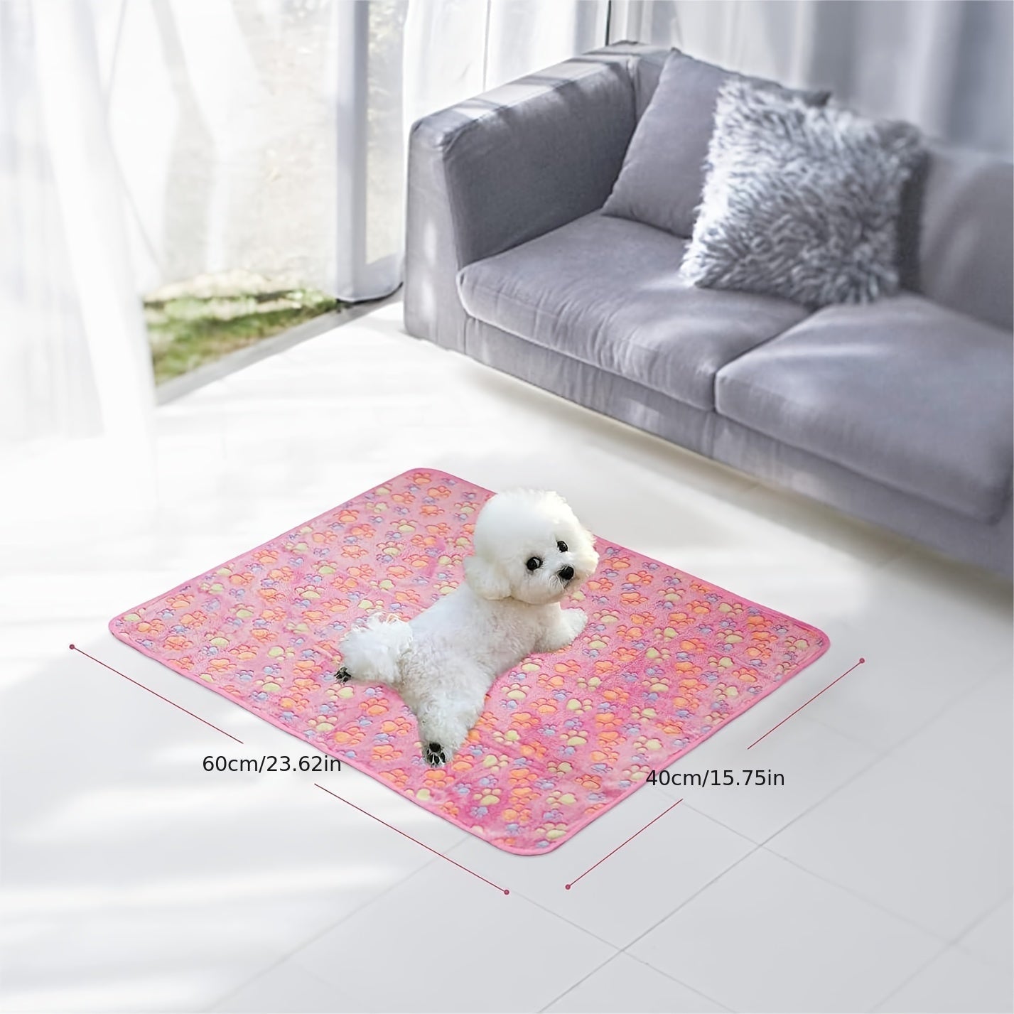 3pacs Pet Blanket Dog Puppy Blanket Paw Print Fleece Blanket For Small Medium Pet Dog Cat Warm Soft Sleep Mat (White, Coffee, Pink )  XS:40*60CM, S:52*76CM