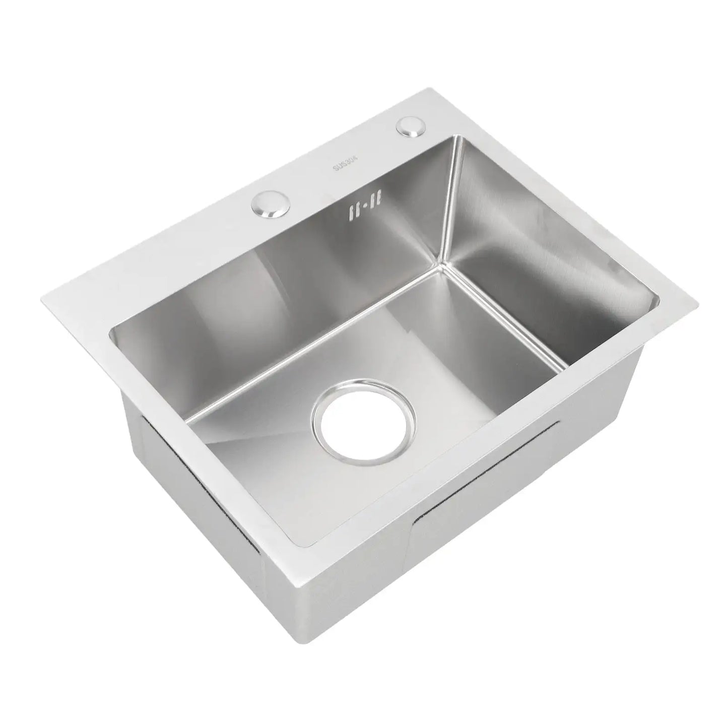 Single Basin Sink Set with Drainer, Stainless Steel Vegetable Washing Sink and Hose