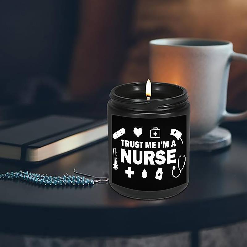 1pc Lavender Scented Candle 5.3oz - "Trust Me, I'm a Nurse" Design with Medical Symbols | Heartfelt Gift for Nurses, Nurse Appreciation, Graduation, Birthdays, Christmas | Soy Wax, Glass Container