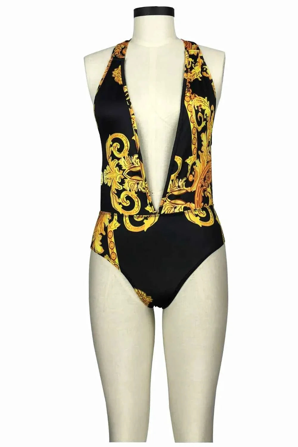 Printed Plunge One-Piece : Cover Up Swim Set