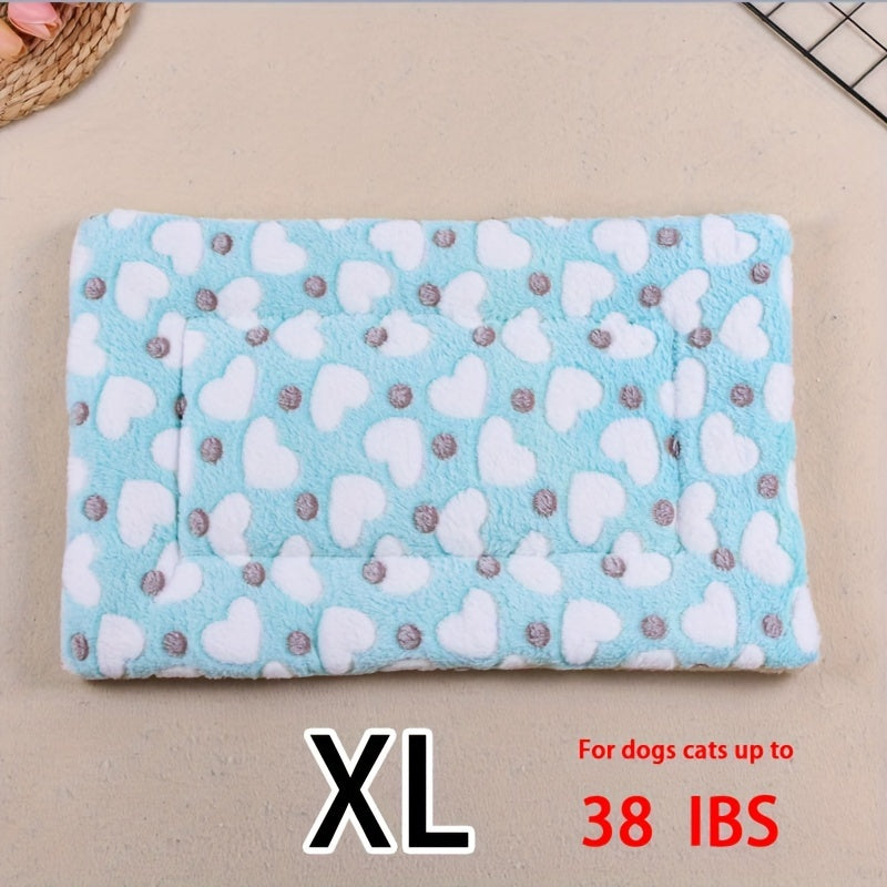 All-Season Dirt-Resistant Rectangular Pet Blanket - Comfortable Dog Paw Heart Print Pet Bed, 1pc