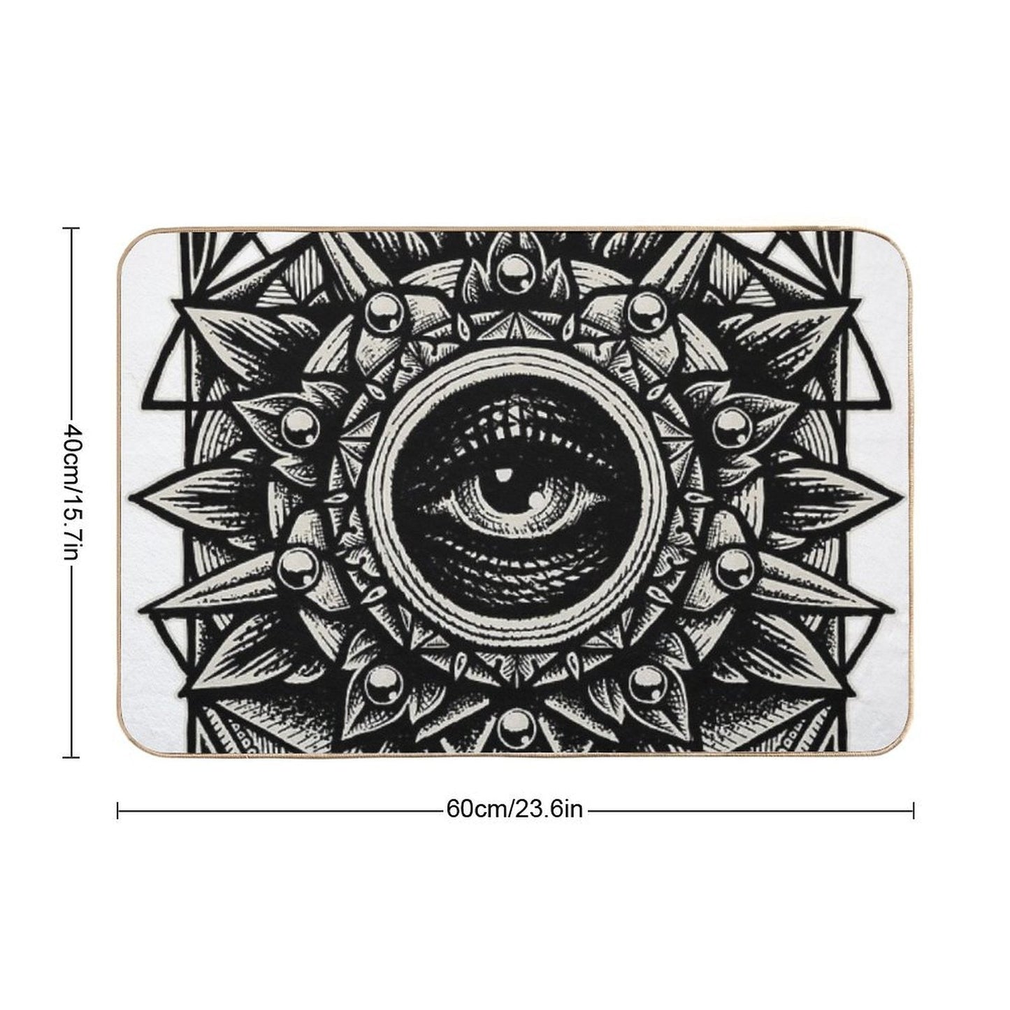 Sacred Geometry Seraphim Star Mandala Black  Dirt-Trapping Bath Mat