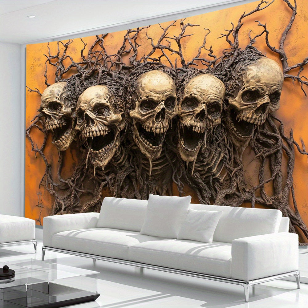 3D Skull & Branch Tapestry - Stunning Visual Art for Living Room, Bedroom, Office | Creative Decor Gift - Premium banner from Lizard Vigilante - Just $21.99! Shop now at Lizard Vigilante