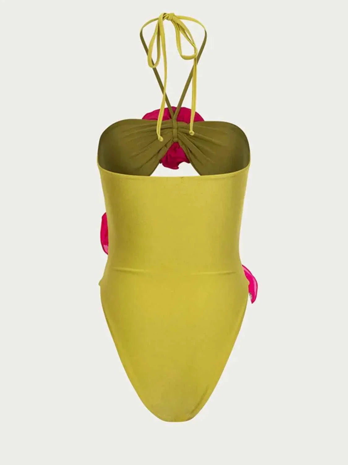 Flower Cutout Halter : Neck One-Piece Swimwear