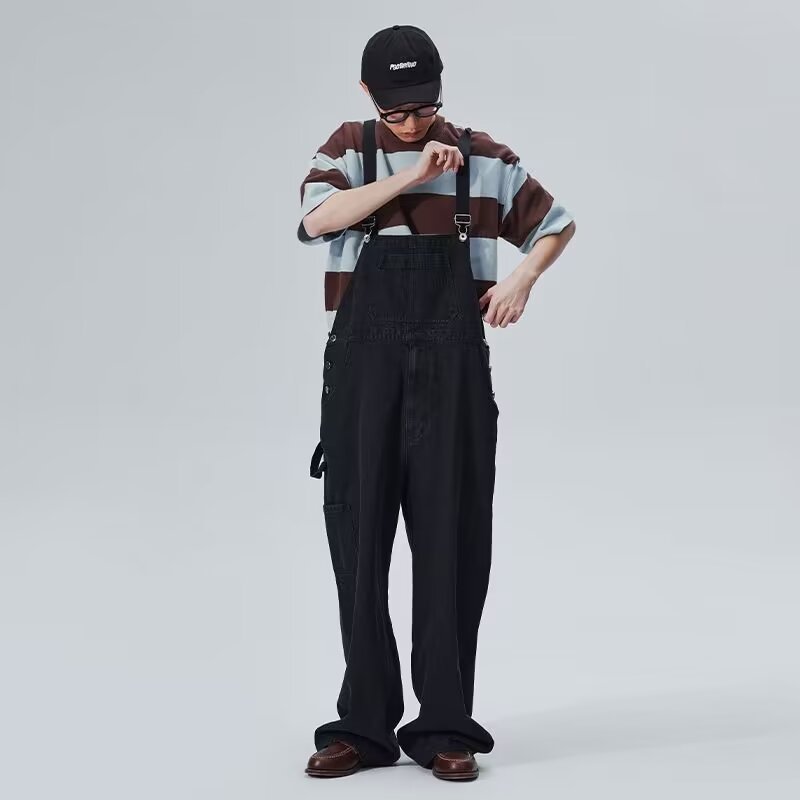 Jumpsuit Suspender Men's Business Shirt Wide Leg Pants