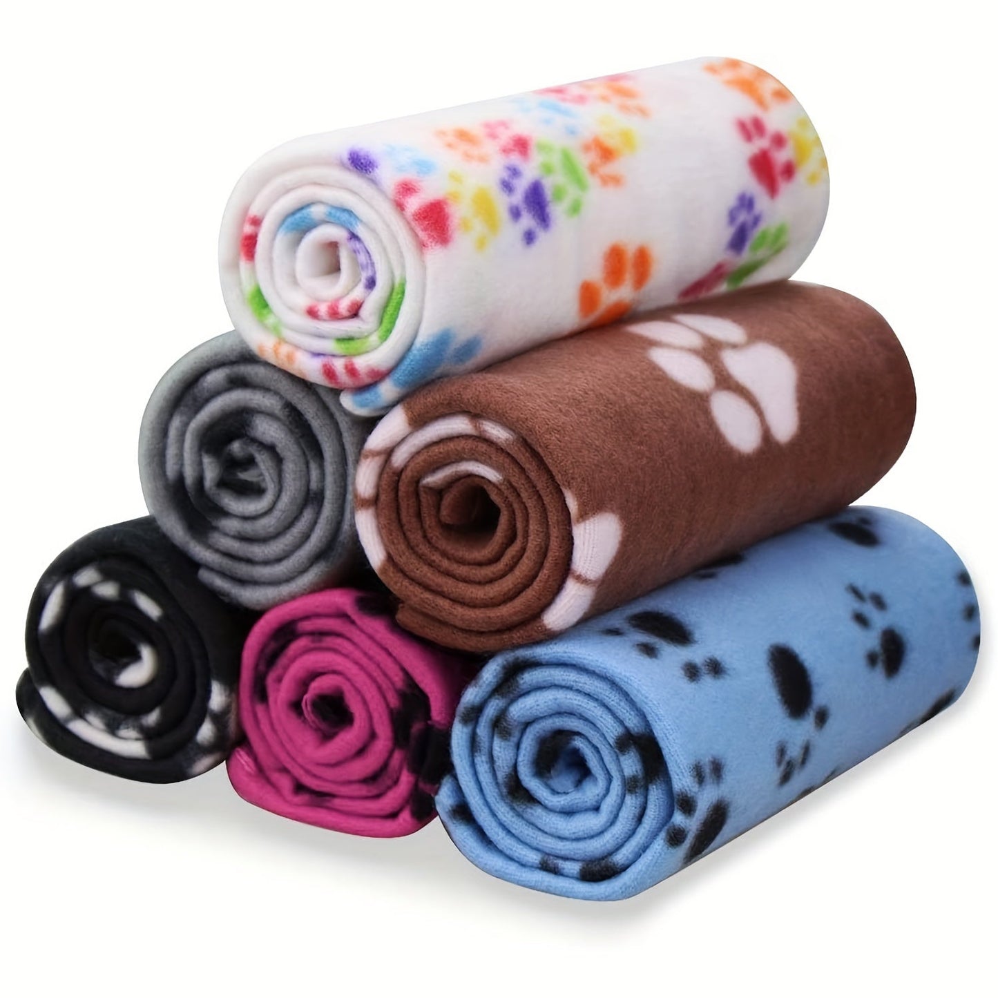 6-Pack of Warm Paw Print Dog Blanket Bed Covers to Keep Your Furry Pets Cozy!