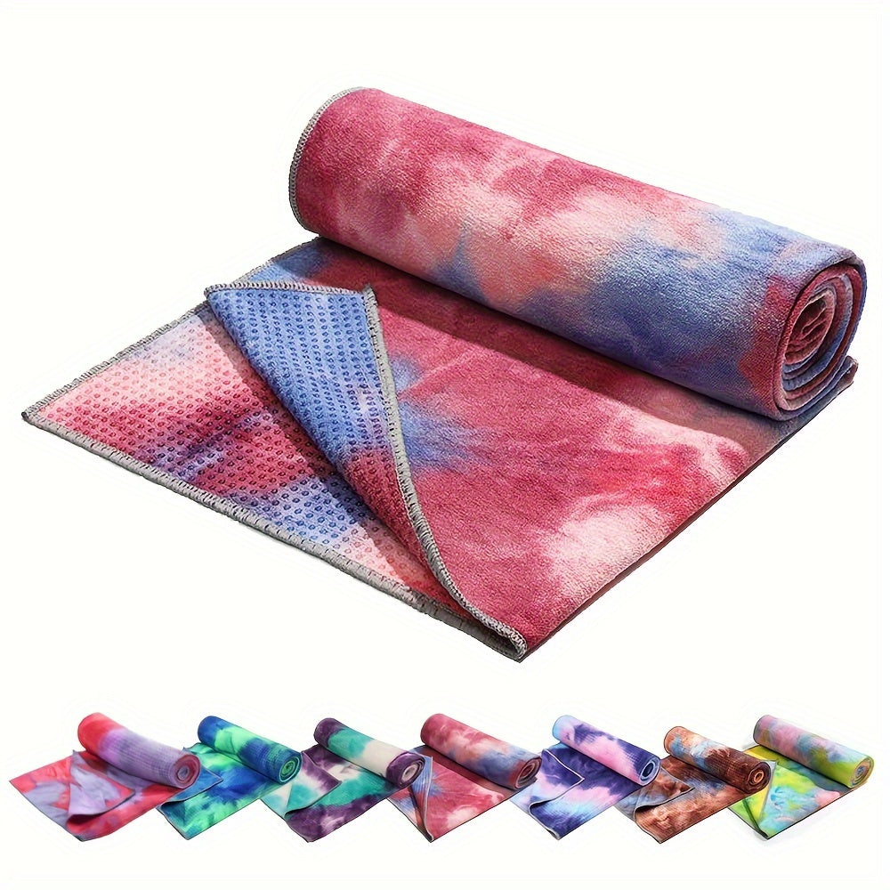 1pc Vibrant Tie-Dye Sweat-Absorbent Non-Slip Yoga Towel with Storage Bag - Soft, Foldable Sports Blanket for Outdoor, Gym, Pilates & Fitness Training, Machine Washable Polyester/Nylon