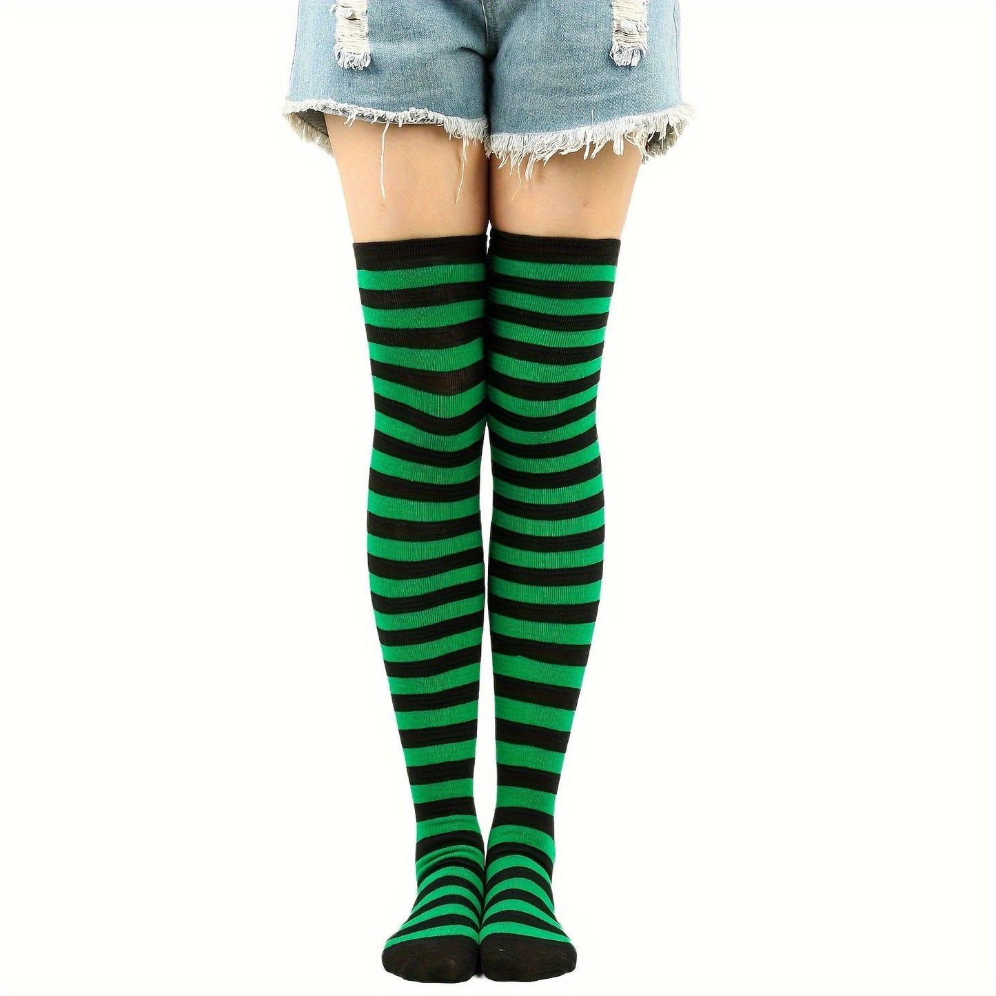 Vibrant Striped Knee High Socks - Women's Calf Socks for Music Festival, Cosplay Party, and Fashion Statement - Soft, Stretchy, and Comfortable Stockings & Hosiery for All-Day Wear