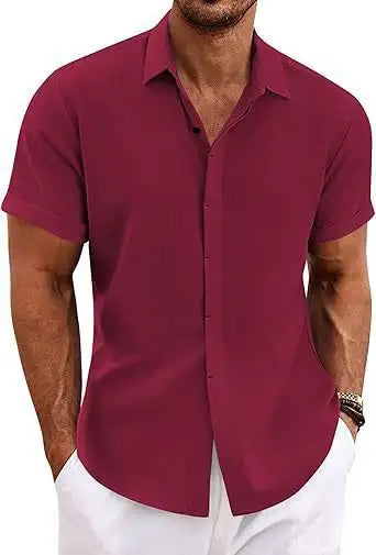 Men's Shirt Short Sleeve Casual Buckle