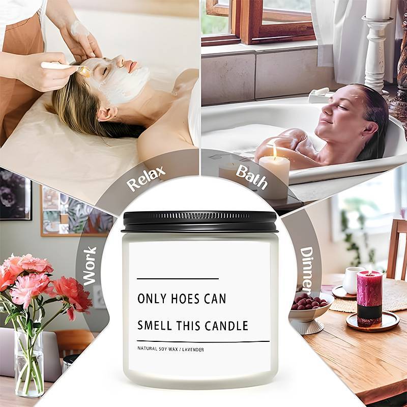 Funny Only Hoes Can Smell This Candle Perfect Funny Novelty Gag Gifts Scented Candle, Perfect Scented for Home, Lavender Scented Candle Ideal for Home Aromatherapy & Meditation, Perfect Gift for Men Him Friends Guys Classmate