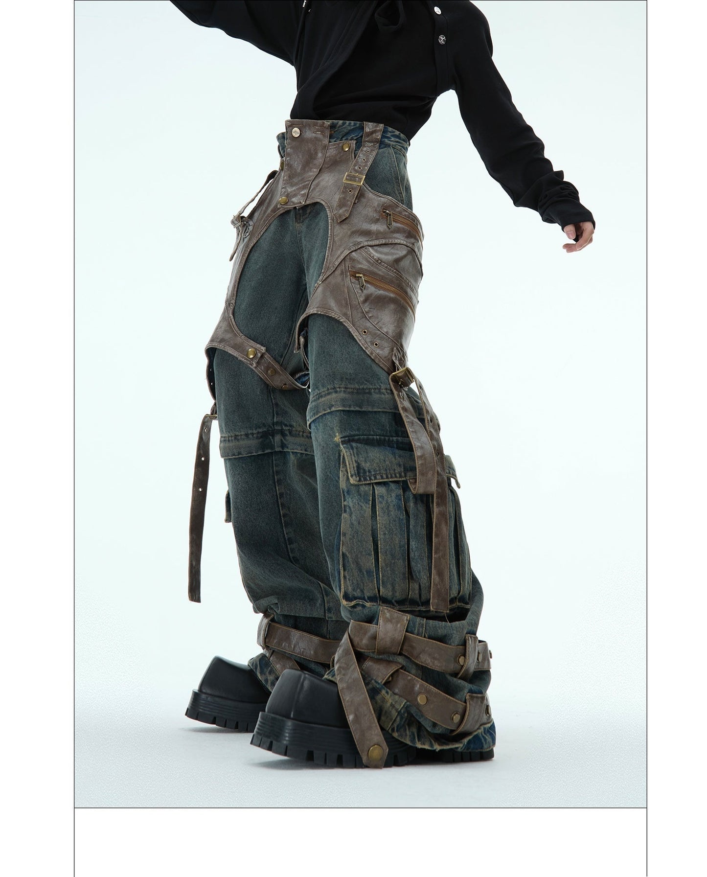 Retro Deconstructed Jeans Men's Detachable Stitching