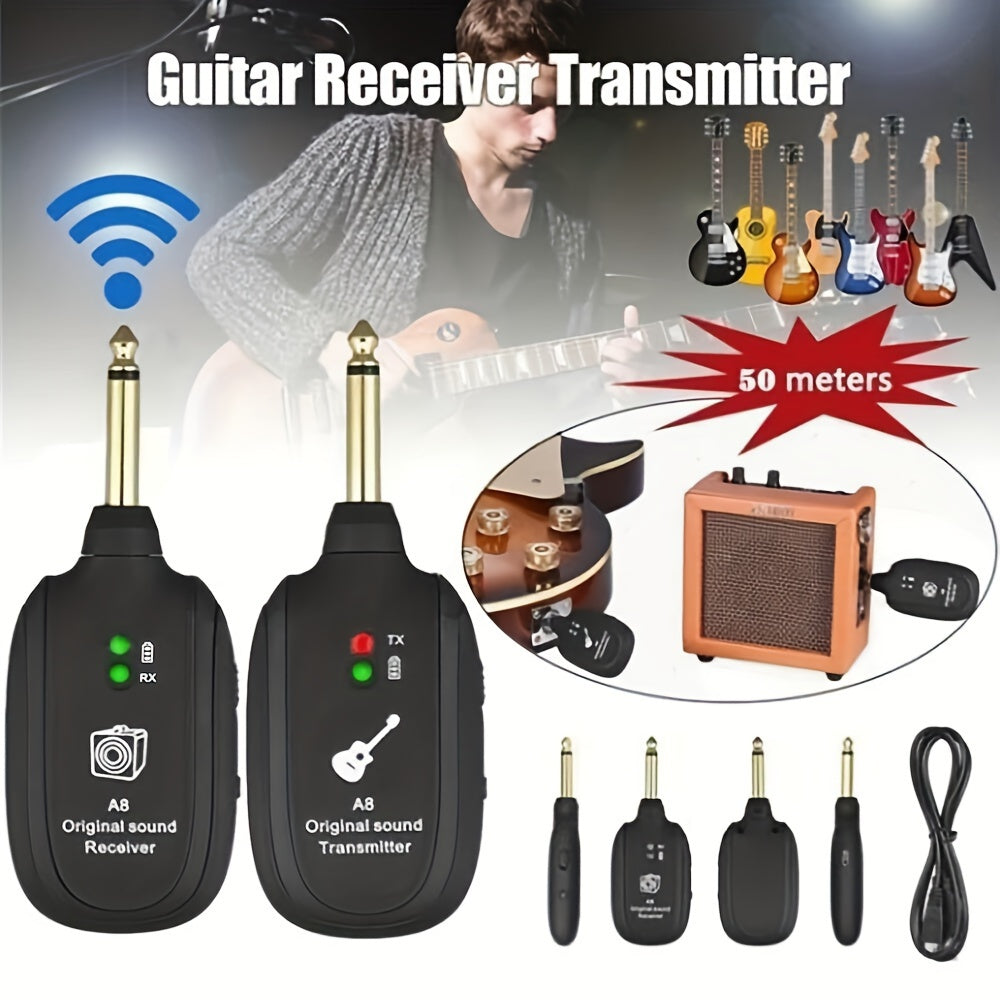 A8 UHF Wireless Guitar Transmitter Receiver Set - 730MHz for Electric Guitar, Bass, Violin - Premium guitar accessories from Lizard Vigilante - Just $22.99! Shop now at Lizard Vigilante