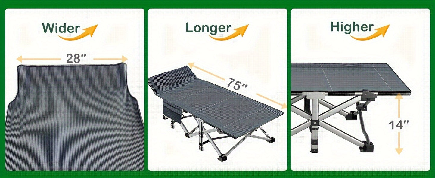 75" Heavy Duty Folding Bed Camping Cot - Portable, Collapsible Guest Bed with Carry Bag for Indoor & Outdoor Use - Premium cot from Lizard Vigilante - Just $79.99! Shop now at Lizard Vigilante