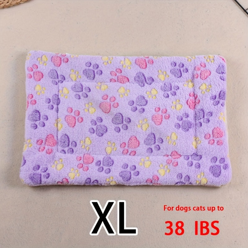 All-Season Dirt-Resistant Rectangular Pet Blanket - Comfortable Dog Paw Heart Print Pet Bed, 1pc