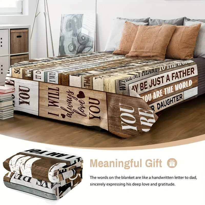 1pc Letter Flannel Blanket, To My Dad Throw Blanket, Warm Cozy Soft Blanket For Couch Bed Sofa Office Camping