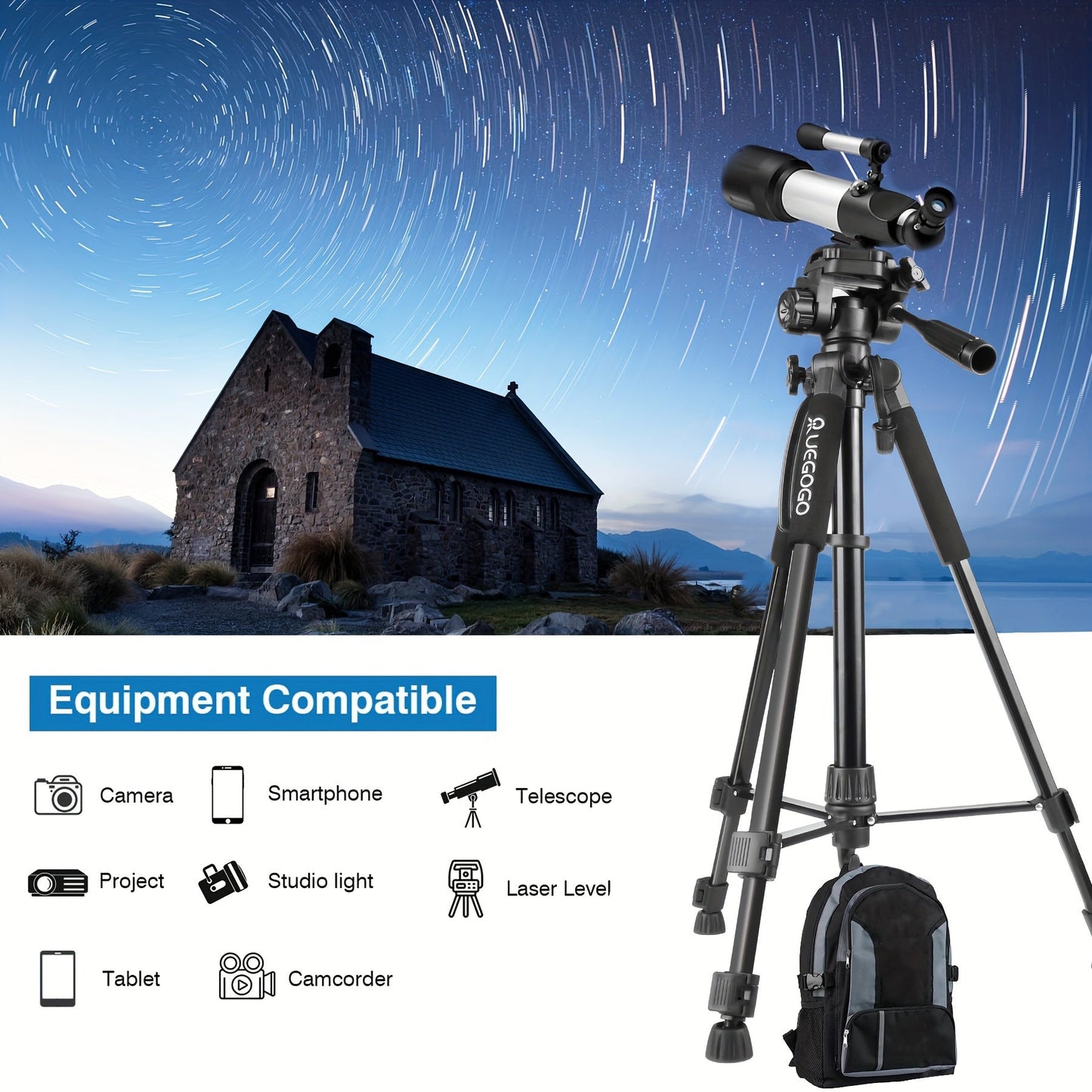 ZOMEI 60 Inch Micro Single-lens Digital Camera Mobile Phone Horizontal And Vertical Shooting Live Portable Aluminum Tripod With Mobile Phone Clip + T-shaped Mobile Phone Clip