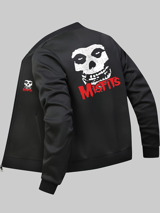 The Misfits Skull Logo Men’s Bomber Jacket – Iconic Punk Rock Outerwear with Pockets & Zip-Up Baseball Collar - Premium jacket from Lizard Vigilante - Just $39.93! Shop now at Lizard Vigilante