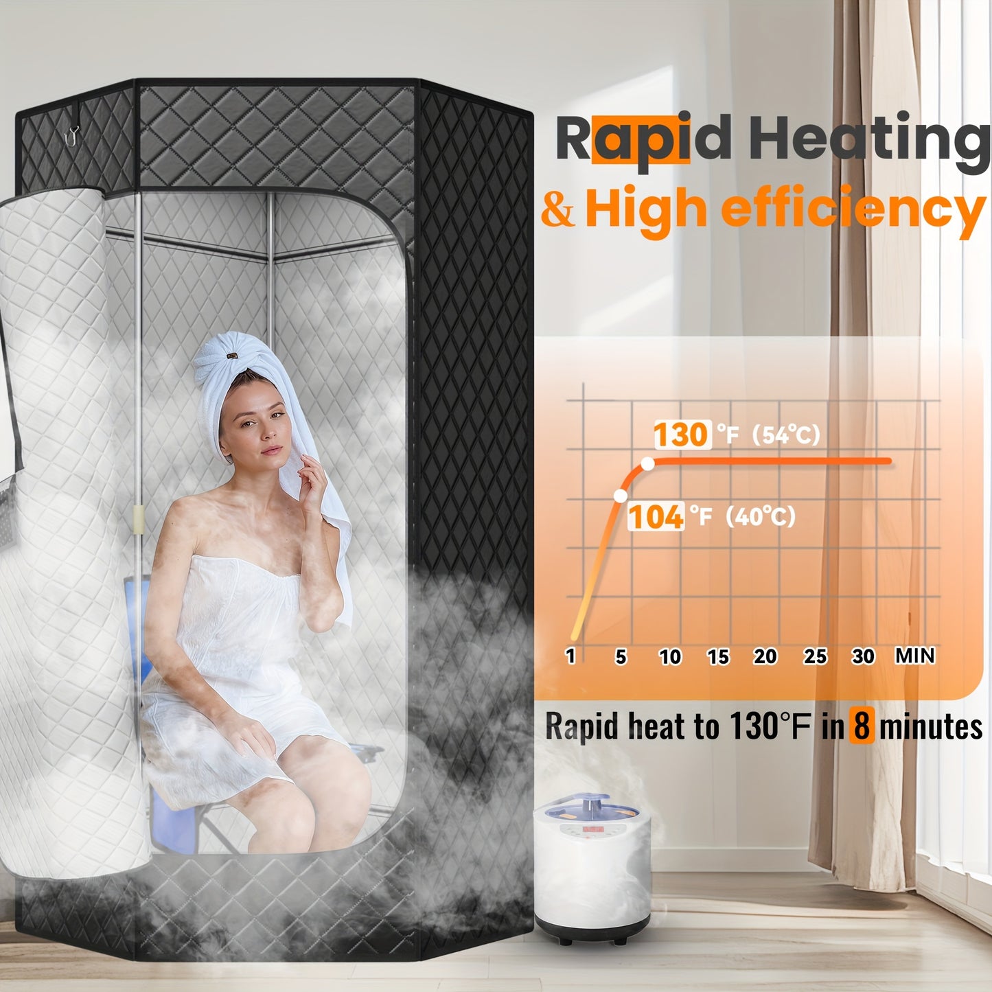 Portable Steam Sauna for Home with 3L Steamer, Remote Control, Folding Chair, 99 Minute Timer, Navy Blue - Premium  from Lizard Vigilante - Just $152.99! Shop now at Lizard Vigilante