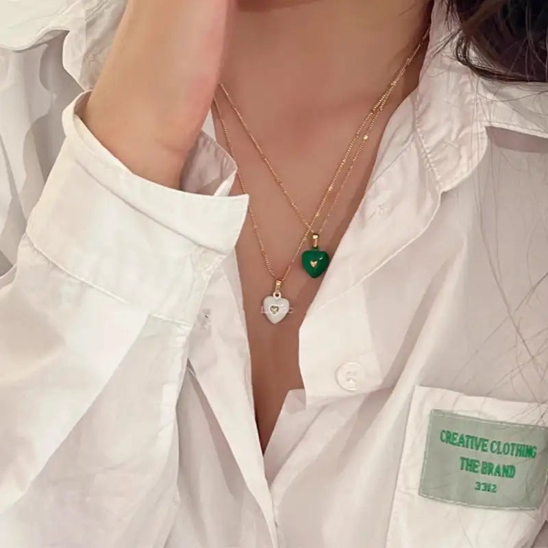 Colored Loving Heart Sweet Cool Necklace Light Luxury Minority Fashion