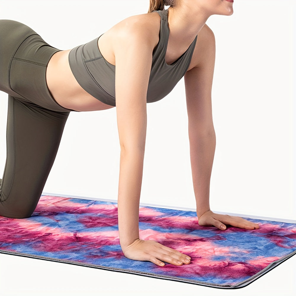 1pc Vibrant Tie-Dye Sweat-Absorbent Non-Slip Yoga Towel with Storage Bag - Soft, Foldable Sports Blanket for Outdoor, Gym, Pilates & Fitness Training, Machine Washable Polyester/Nylon