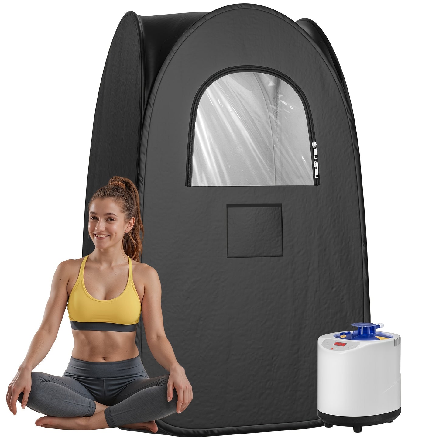 Portable Steam Sauna for Home with 3L Steamer, Remote Control, Folding Chair, 99 Minute Timer, Navy Blue - Premium  from Lizard Vigilante - Just $152.99! Shop now at Lizard Vigilante