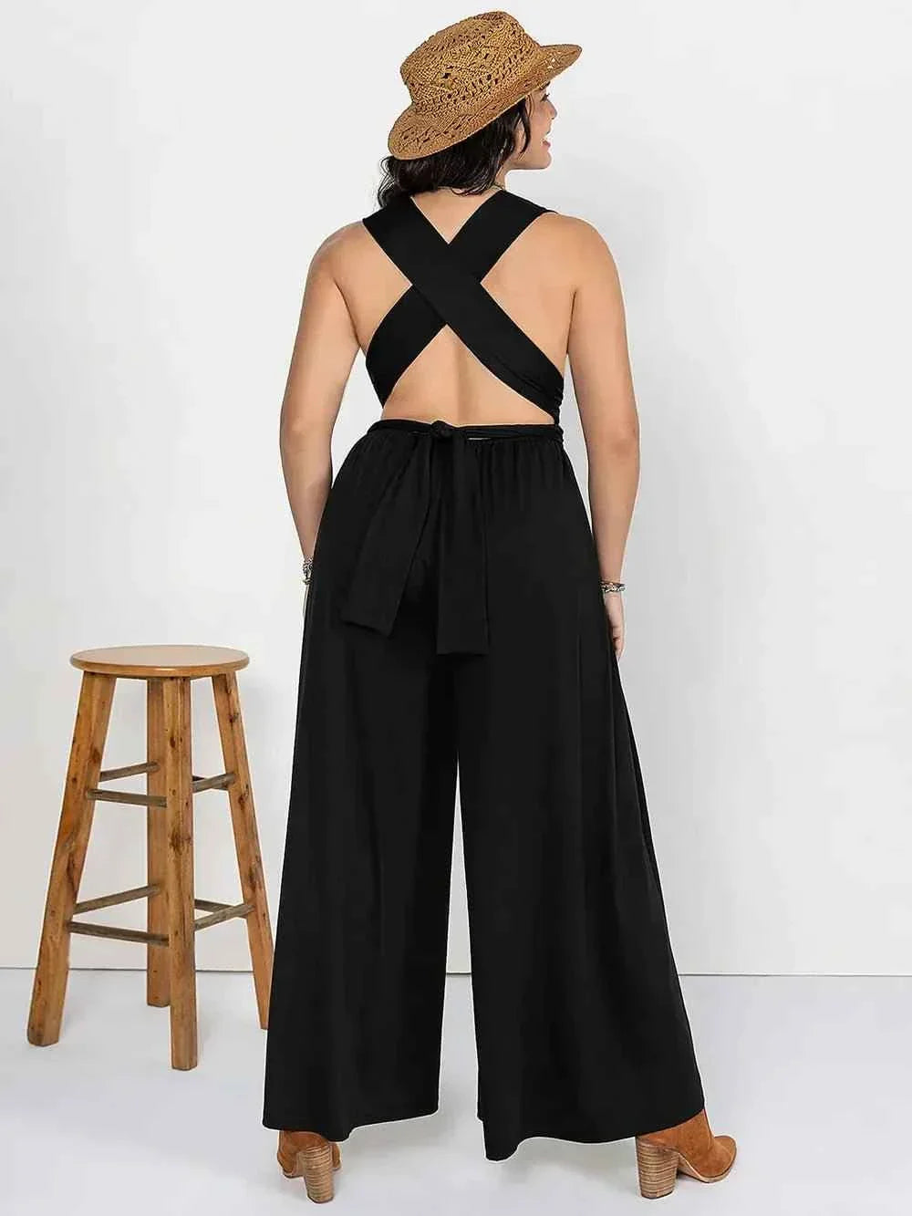 Plus Size V-Neck : Wide Leg Jumpsuit