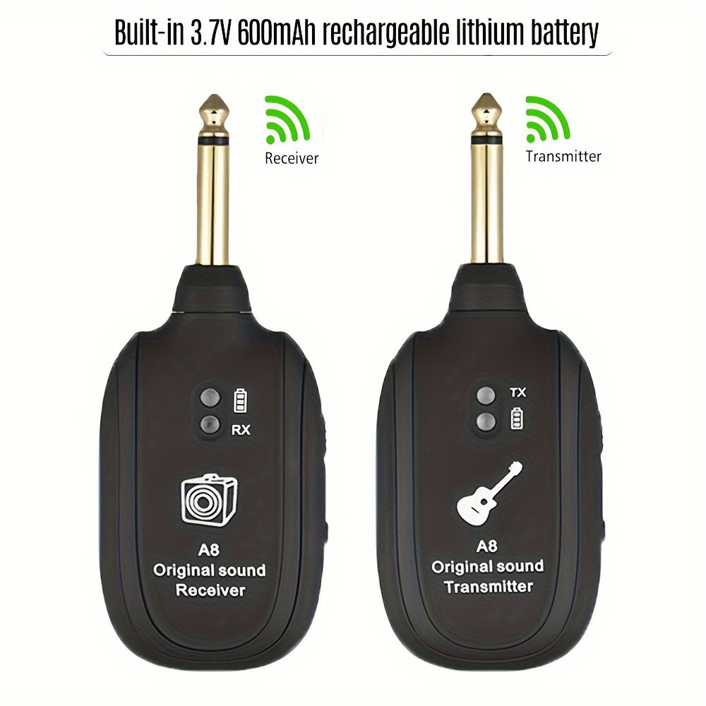 A8 UHF Wireless Guitar Transmitter Receiver Set - 730MHz for Electric Guitar, Bass, Violin - Premium guitar accessories from Lizard Vigilante - Just $22.99! Shop now at Lizard Vigilante