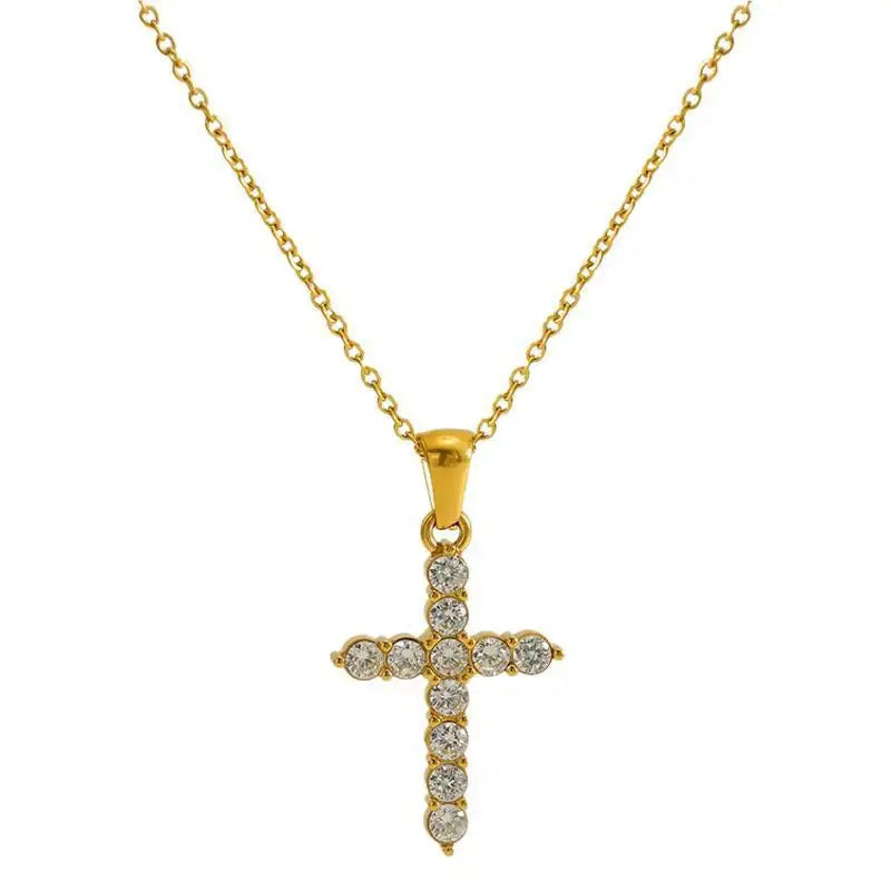 Ins Style Vintage Cross Zircon Necklace