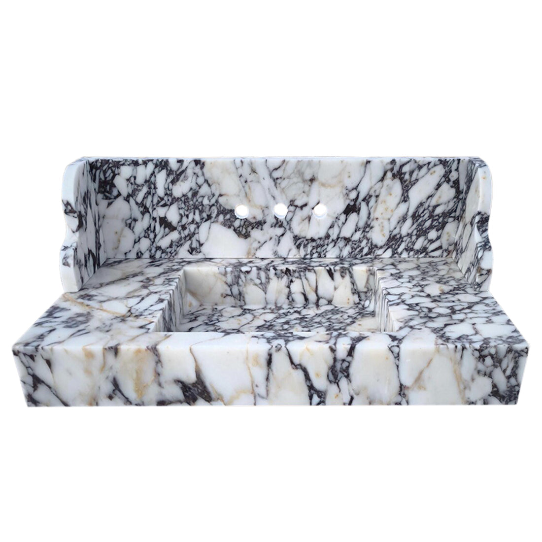 Calacatta Viola Marble Wall-mount Bathroom Sink with 10" Backsplash (W)20" (L)40" (H)6"