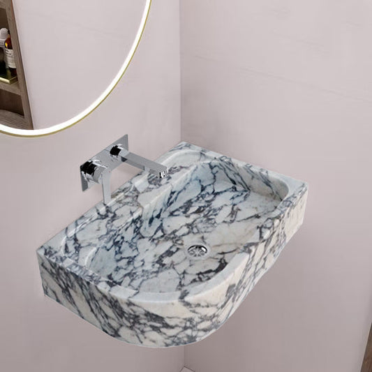 Calacatta Viola Marble Wall-mount Bathroom Rectangular Corner Sink (W)16" (L)24" (H)4"