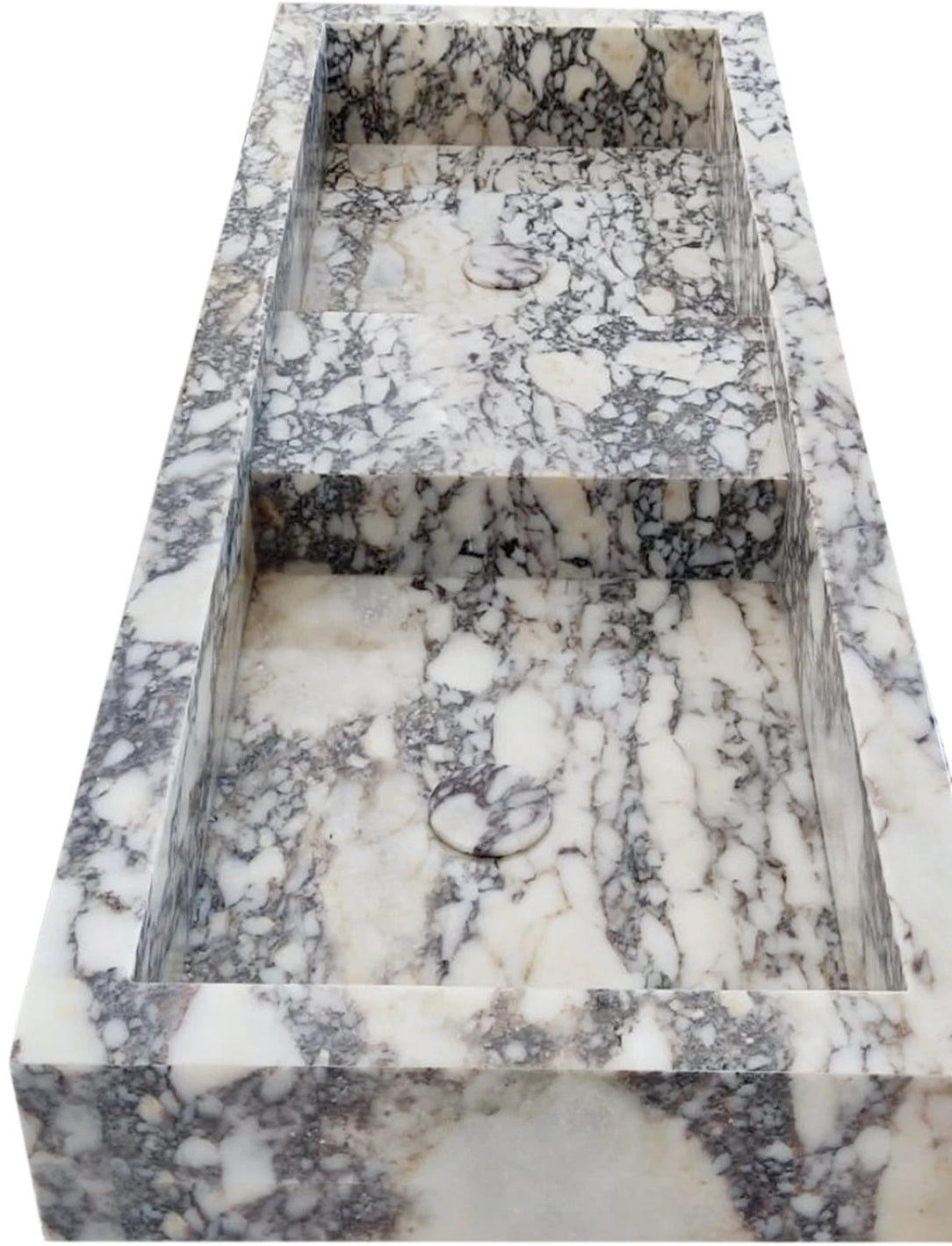 Calacatta Viola Marble Double Bathroom Sink Polished (W)19" (L)53" (H)6"