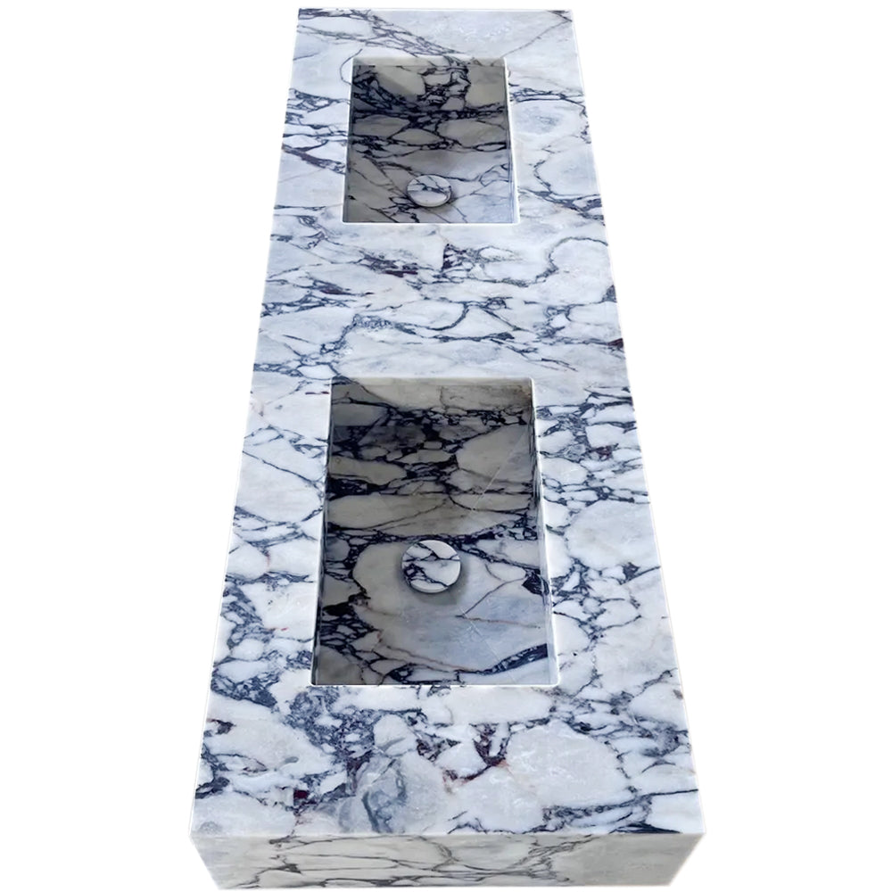 Calacatta Viola Marble Bathroom Double Sink Vanity (W)22" (L)67" (H)8"