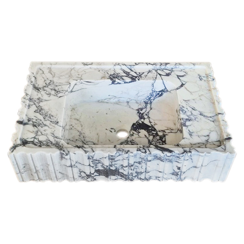 Calacatta Viola Marble Wall-mount Bathroom Vanity Sink U form Fluted (W)18" (L)28" (H)6"