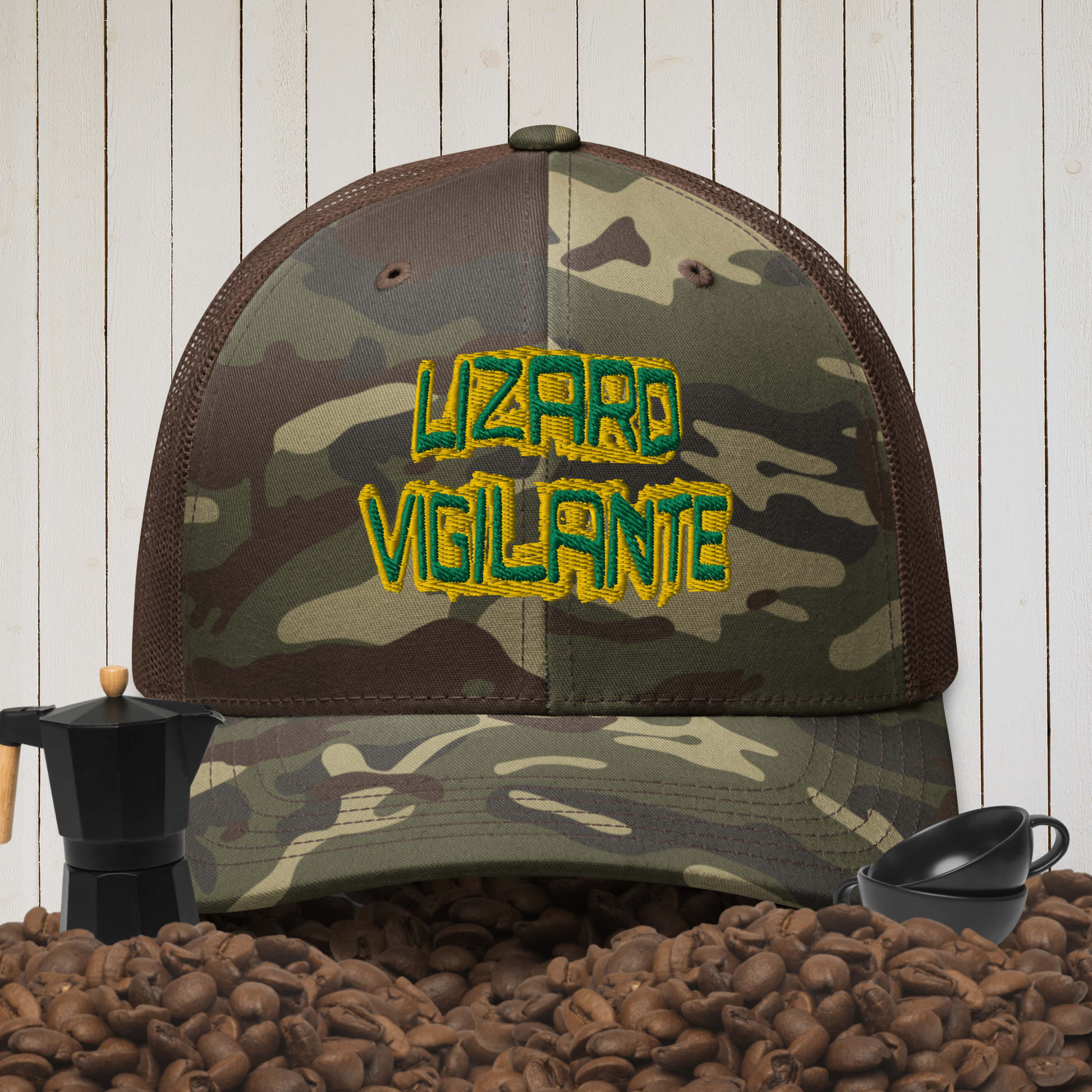 Lizard Vigilante Camouflage Trucker Hat / Militant Camo Cap - Lizard Vigilante